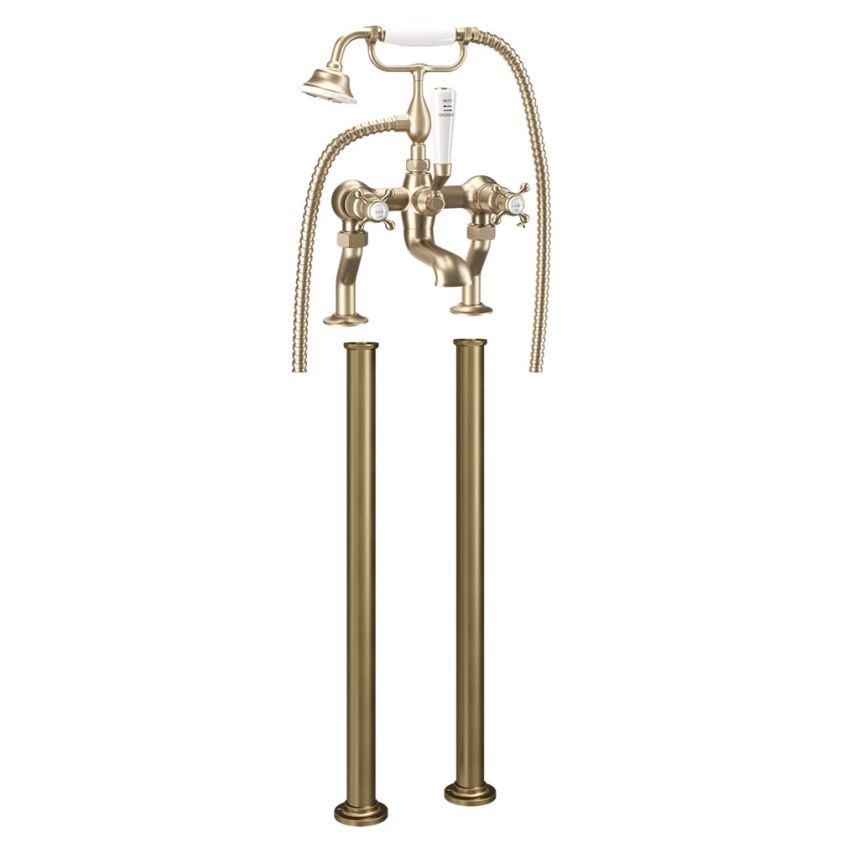 Cutout image of Crosswater Belgravia Brushed Brass Freestanding Bath Shower Mixer